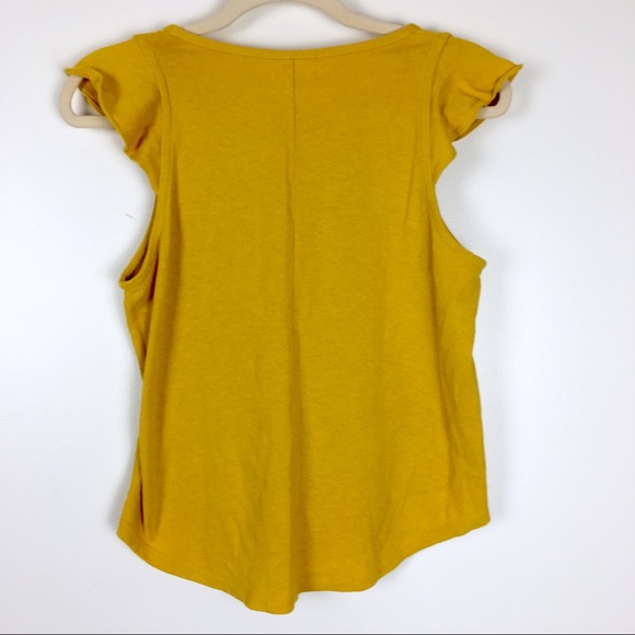 Madewell | Mustard Yellow Ruffle-Sleeve Tank Top - Picture 4 of 8